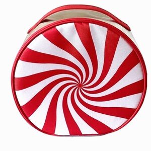 CLINIQUE Red and White Swirl zippered makeup/skincare bag